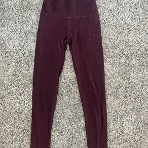 Aerie Maroon High-Rise Leggings with Pockets